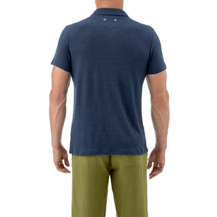 Hombre Autros Liso - Polo en punto de lino liso, Azul marino supp3 Hombre Autros Liso - Polo en punto de lino liso, Azul marino supp3