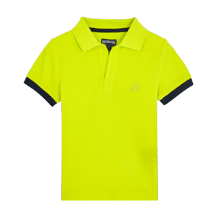 Niños Autros Liso - Polo de algodón liso para niño, Chartreuse front Niños Autros Liso - Polo de algodón liso para niño, Chartreuse front