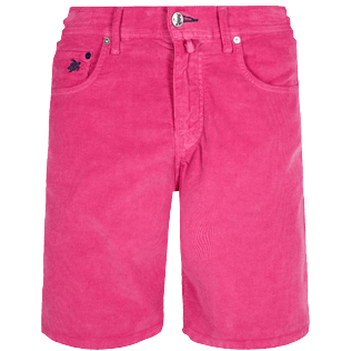Men Others Solid - Men Velvet Bermuda Shorts 5-pocket, Shocking pink front view