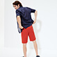 Men Others Embroidered - Men Chino Embroidered Bermuda Shorts Micro Ronde des Tortues, Medlar back worn view