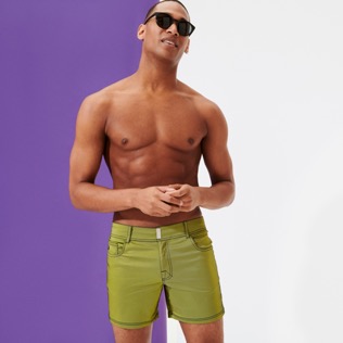 Men Flat belts Solid - Men Swim Trunks Flat Belt Solid, Lemongrass frontworn Men Flat belts Solid - Men Swim Trunks Flat Belt Solid, Lemongrass frontworn