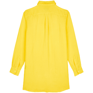 Mujer Autros Liso - Vestido camisero de lino de color liso para mujer, Safran back Mujer Autros Liso - Vestido camisero de lino de color liso para mujer, Safran back