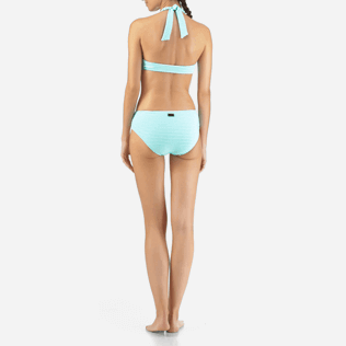 Damen Unterteile Grafisch - Gestreifte Bikinihose aus Frottee, Lagune backworn Damen Unterteile Grafisch - Gestreifte Bikinihose aus Frottee, Lagune backworn