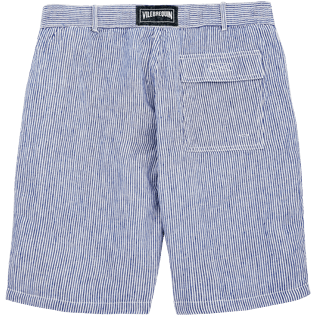 Herren Andere Grafisch - Gerade geschnittene Bermudashorts mit Mikro-Streifen, Ultramarin blau back Herren Andere Grafisch - Gerade geschnittene Bermudashorts mit Mikro-Streifen, Ultramarin blau back