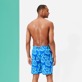 Men Long classic Printed - Men Swim Trunks Long 2003 Turtle Shell, Sea blue back worn view