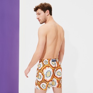Men Ultra-light classique Printed - Men Swimwear Ultra-light and packable 1979 Anemones, Apricot back worn view
