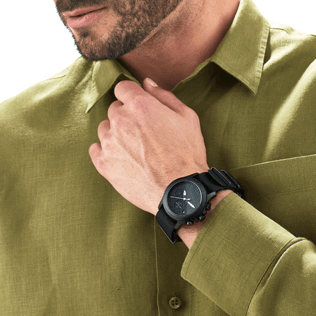 050 Liso - Reloj crono con caja de acero inoxidable y correa de nailon, Negro backworn 050 Liso - Reloj crono con caja de acero inoxidable y correa de nailon, Negro backworn