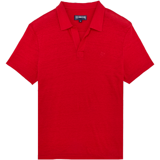 Men Others Solid - Men Linen Jersey Polo Shirt Solid, Red polish front Men Others Solid - Men Linen Jersey Polo Shirt Solid, Red polish front
