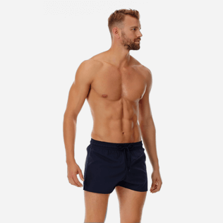 Men Short classic Solid - Men short and fitted stretch swimtrunks solid, Navy frontworn Men Short classic Solid - Men short and fitted stretch swimtrunks solid, Navy frontworn