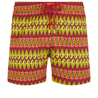 Men Others Printed - Men Stretch Swim Trunks Fish on Line, Burgundy front view