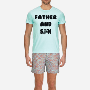 Hombre T-Shirt Estampado - Camiseta de algodón con estampado «Tel père, tel fils» para hombre, Laguna supp1 Hombre T-Shirt Estampado - Camiseta de algodón con estampado «Tel père, tel fils» para hombre, Laguna supp1