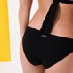 Braguita de bikini de talle medio con estampado Plumes Jacquard para mujer Negro detalles vista 3