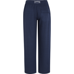 Unisex Linen Jersey Pants Solid Azul marino vista trasera