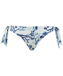 Women Classic brief Printed - Women Bikini Bottom Mini Brief to be tied Cherry Blossom, Sea blue front view