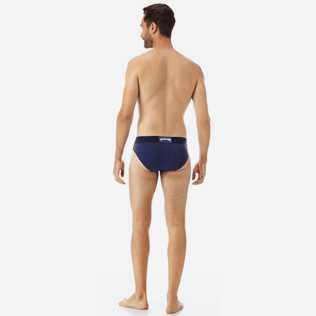 Men Swim brief and Boxer Solid - Men Swim Brief elastic belt solid, Navy backworn Men Swim brief and Boxer Solid - Men Swim Brief elastic belt solid, Navy backworn