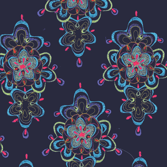 Men Swim Trunks Embroidered Kaleidoscope - Limited Edition, Sapphire print