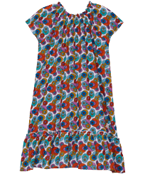 Mädchen Andere Bedruckt - Marguerites Kleid aus Baumwolle für Mädchen, Weiss Vorderansicht