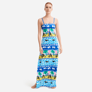 Women Others Printed - Women long bustier Dress La Mer - Vilebrequin x JCC+ - Limited Edition, White front worn view