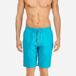 Men Others Solid - Men Italian Pockets Linen Bermuda Shorts Solid, Curacao supp1 Men Others Solid - Men Italian Pockets Linen Bermuda Shorts Solid, Curacao supp1
