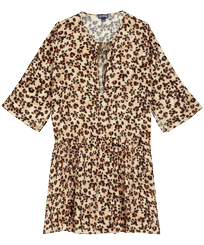 Women Short Dress Turtles Leopard Straw Vorderansicht
