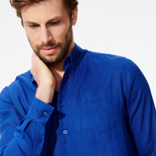 Herren Andere Uni - Einfarbiges Hemd aus Leinen für Herren, Batik blue supp1 Herren Andere Uni - Einfarbiges Hemd aus Leinen für Herren, Batik blue supp1