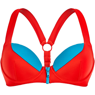 Mujer Armados Liso - Top de bikini con aro y diseño en contrastes para mujer - Vilebrequin x JCC+ - Edición limitada, Red polish front Mujer Armados Liso - Top de bikini con aro y diseño en contrastes para mujer - Vilebrequin x JCC+ - Edición limitada, Red polish front