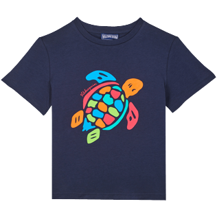 Imagen de Niños Autros Estampado - Camiseta de algodón orgánico con estampado Tortue Multicolore para niño, Azul marino vista frontal Imagen de Niños Autros Estampado - Camiseta de algodón orgánico con estampado Tortue Multicolore para niño, Azul marino vista frontal