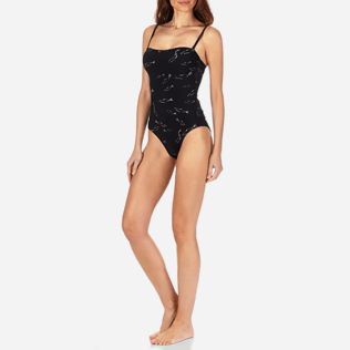 Femme Une Pièce Imprimé - Maillot de bain Une pièce Bustier Femme Fish Dance, Noir frontworn Femme Une Pièce Imprimé - Maillot de bain Une pièce Bustier Femme Fish Dance, Noir frontworn