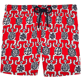 Herren Klassische Moorea Bedruckt - Primitive Turtles Superflex-Badeshorts, Mohnrot front Herren Klassische Moorea Bedruckt - Primitive Turtles Superflex-Badeshorts, Mohnrot front