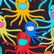 Bañador largo con estampado Multicolore Medusa para hombre, Azul marino 