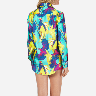 Mujer Para De Seda Camisa En Of Sarga Paradise Estampado Birds Con qTnAC4Rx