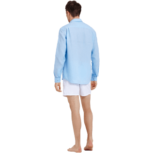 Men Others Solid - Men Linen Shirt Solid, Sky blue backworn Men Others Solid - Men Linen Shirt Solid, Sky blue backworn
