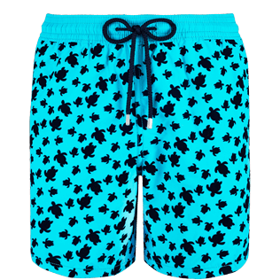 Men Classic / Moorea Printed - Men Swimwear Flocked Micro ronde des tortues, Curacao front Men Classic / Moorea Printed - Men Swimwear Flocked Micro ronde des tortues, Curacao front