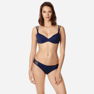 Damen Klassische Höschen Uni - Solid Net Midi-Bikinihose für Damen, Marineblau frontworn Damen Klassische Höschen Uni - Solid Net Midi-Bikinihose für Damen, Marineblau frontworn