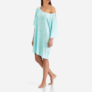 Mujer T-Shirt Estampado - Camiseta extragrande en tencel con estampado Hypnotic Turtles para mujer, Laguna supp3 Mujer T-Shirt Estampado - Camiseta extragrande en tencel con estampado Hypnotic Turtles para mujer, Laguna supp3