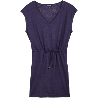 Donna Altri Unita - Vestito corto donna in jersey di lino tinta unita, Midnight blue front Donna Altri Unita - Vestito corto donna in jersey di lino tinta unita, Midnight blue front