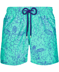 Men Classic Printed - Men Swimwear 2016 Bubble Turtles, Lagoon front view
