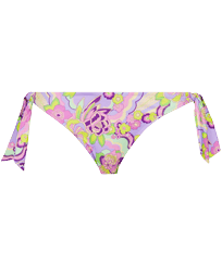 Women Fitted Printed - Women Bikini Bottom Tanga Rainbow Flowers, Cyclamen front view