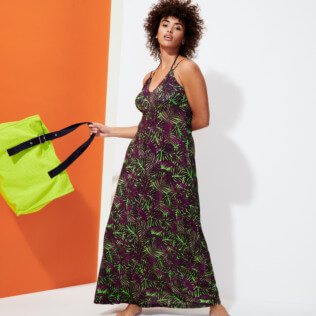 Imagen de Mujer Autros Estampado - Vestido largo fluido con estampado Madrague para mujer, Hierba verde detalles vista 2 Imagen de Mujer Autros Estampado - Vestido largo fluido con estampado Madrague para mujer, Hierba verde detalles vista 2