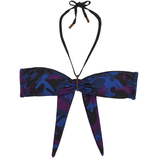 Women Tops Printed - Camouflage Turtles Bandeau bikini top, Plum front Women Tops Printed - Camouflage Turtles Bandeau bikini top, Plum front