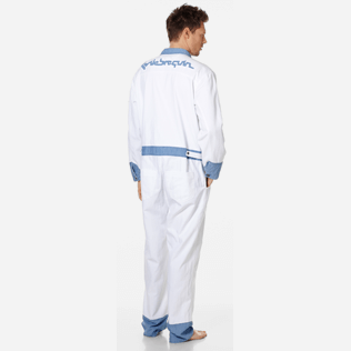 Men Others Solid - Men Cotton Linen Jumpsuit, White backworn Men Others Solid - Men Cotton Linen Jumpsuit, White backworn