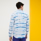 Uomo Altri Stampato - Camicia uomo in lino Rayures Tie & Dye, Azzurro cielo vista indossata posteriore