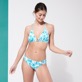 Women Swim brief and Boxer Printed - Women Bikini Bottom Midi Brief Orchidees, White front worn view
