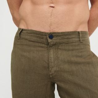 Hombre Autros Liso - Pantalón de lino con tinte natural para hombre, Scrub detalles vista 2