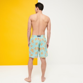 Men Long classic Printed - Men Swimwear Long Micro Macro Ronde Des Tortues, Lagoon back worn view