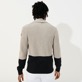 Men Others Solid - Men Bicolor Cotton Cashmere Cardigan, Beige / black back worn view