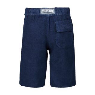Boys Others Solid - Boys Linen Bermuda Shorts Solid, Navy back Boys Others Solid - Boys Linen Bermuda Shorts Solid, Navy back