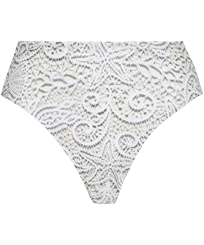 Women High-Waisted Bikini Bottom Dentelles Blanco vista frontal