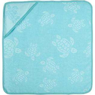 Others Solid - Baby Bathing Cape in cotton Turtle Jacquard, Acqua back Others Solid - Baby Bathing Cape in cotton Turtle Jacquard, Acqua back