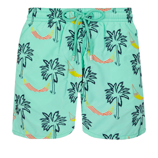 Hombre 017 Bordado - Bañador bordado con estampado Ibiza para hombre - Edición limitada, Menta front Hombre 017 Bordado - Bañador bordado con estampado Ibiza para hombre - Edición limitada, Menta front